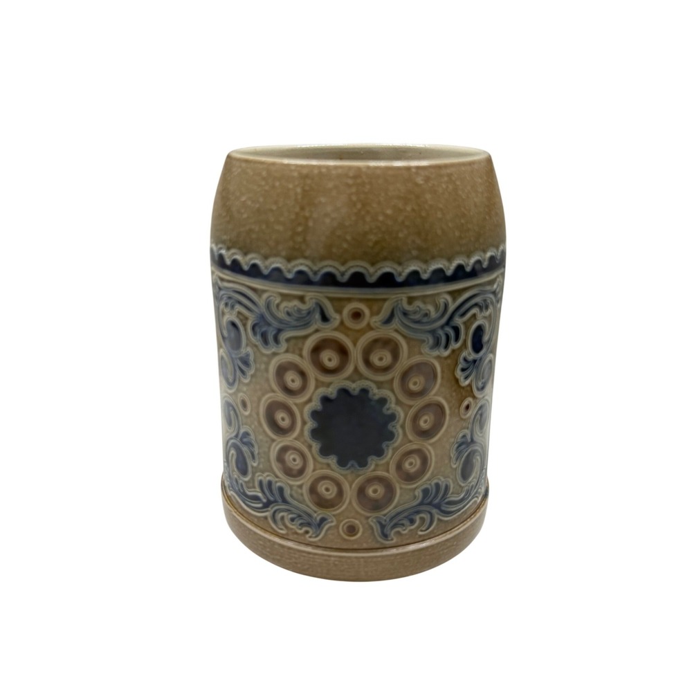 Goebel Merkelbach Saltglaze Beer Stein‎ Mug Tan Blue Size 0.5L Vintage Stoneware